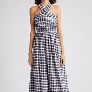 Cinq a Sept Navy and White Checkered Dress